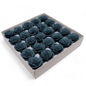 25x Mýdlové Květy - Velké (7-Vrstev) Vintage Růže - Železná Modrozelená