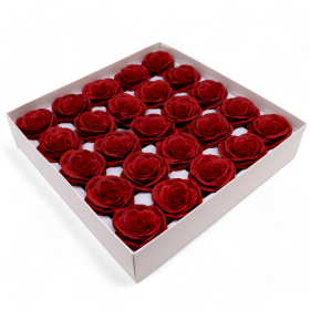 25x Mýdlové Květy - Velké (7-Vrstev) Vintage Růže - Půlnoční Šarlat