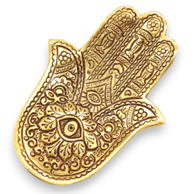 6x Stojan na Vonné Tyčinky z Pozláceného Hliníku - Hamsa 13x5.5cm