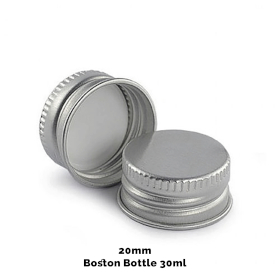 50x Uzávěr pro Jantarovou Bostonskou Lahev (pro 30ml & 60ml) - Hliníkový 20mm