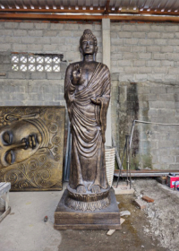 Vysoký Antický Zlatý Stojící Buddha - 3m